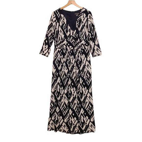 Jessica Howard  Maxi Dress Womens  14 Geometric Print  V Neck Side Slits - Picture 2 of 8